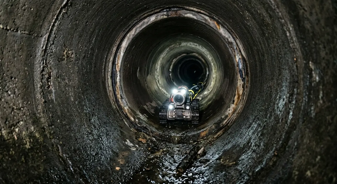 Robotic sewer camera inspecting pipe interior for Drain Snake Service in Keansburg